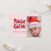 PEACE ON EARTH写真カスタムクリスマスカード カード (正面/裏面インサイチュ)