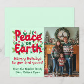 PEACE ON EARTH写真カスタムクリスマス休暇 シーズンカード (正面/裏面)