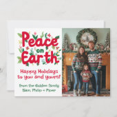 PEACE ON EARTH写真カスタムクリスマス休暇 シーズンカード (正面)