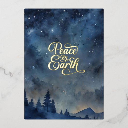Peace on Earth写真カスタムクリスマス 箔シーズンカード (正面)