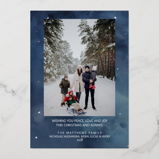 Peace on Earth写真カスタムクリスマス 箔シーズンカード (裏面)