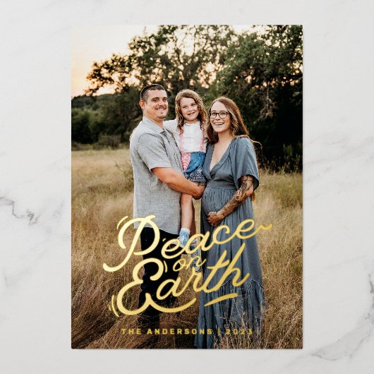 Peace on Earth写真クリスマスカード 箔シーズンカード (正面)