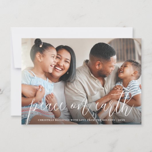 Peace On Earth家族写真クリスマスホリデー シーズンカード (正面)