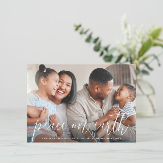 Peace On Earth家族写真クリスマスホリデー シーズンカード (スタンド正面)