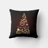 Peace on Earth引用文と金ゴールドクリスマスツリー クッション (裏面)