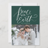 Peace On Earth手書き文字緑写真 シーズンカード (正面)