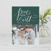 Peace On Earth手書き文字緑写真 シーズンカード (スタンド正面)