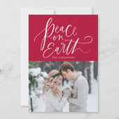 Peace On Earth手書き文字赤い写真 シーズンカード (正面)