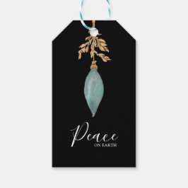 Peace on Earth手絵を描ターコイズ水彩 ギフトタグ