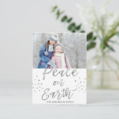 Peace on Earth白とシルバーの水彩写真 ポストカード (スタンド正面)