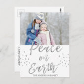 Peace on Earth白とシルバーの水彩写真 ポストカード (正面/裏面)