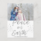 Peace on Earth白とシルバーの水彩写真 ポストカード (正面)