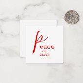 Peace on Earth赤いホワイトノートカパーソナライズされたード ノートカード (正面/裏面インサイチュ)