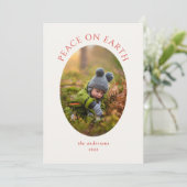 Peace on Earth赤い緑のカメオフォトホリデーカード シーズンカード (スタンド正面)