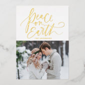 Peace On Earth金ゴールドのスクリプト写真 箔シーズンカード (正面)