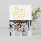 Peace On Earth金ゴールドのスクリプト写真 箔シーズンカード (立ち正面)