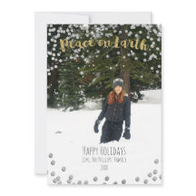 Peace on Earth金ゴールドシルバーホリデークリスマスフォト