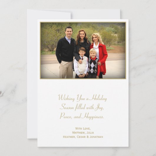 Peace on Earth金ゴールドスクリプトタイポグラフィ写真 シーズンカード (裏面)