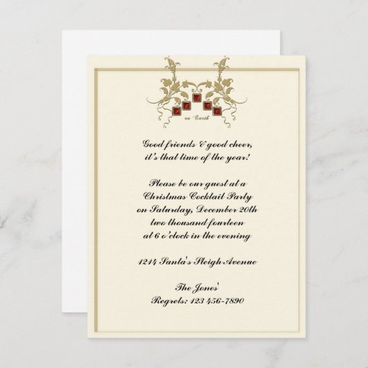 Peace on Earth金ゴールドフローラタイル 招待状 (正面/裏面)