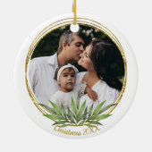 Peace on Earth金ゴールドBotanical Christmas写真 セラミックオーナメント (裏面)