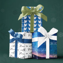 Peace On Earth青い白い鳩パターンのクリスマス