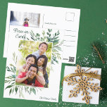 Peace on Earth エレガント Botanical Greenery写真 ポストカード<br><div class="desc">この植物のクリスマスの葉書でクリスマスのこの季節に家族の平和を願エレガントう。中央に自分の家族の写真とシックな緑のフレームをパーソナライズ。美カスタマイズしい休日のハガキのための独自の緑の文字とモダン。</div>