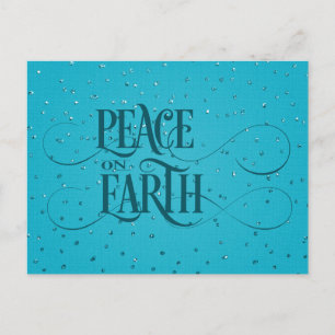PEACE ON EARTH ダークティールスクリプト クリスマス ポストカード