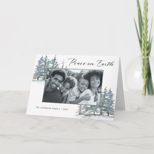 Peace on Earth モダン Holiday写真グリーティング シーズンカード (正面)