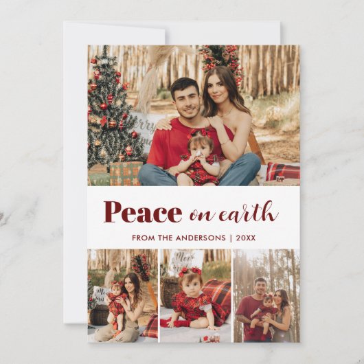 Peace on Earth 5家族写真クリスマスシンプル2018 シーズンカード (正面)