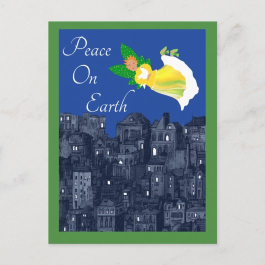 Peace on Earth AngelとDove Flat Card ポストカード (正面)