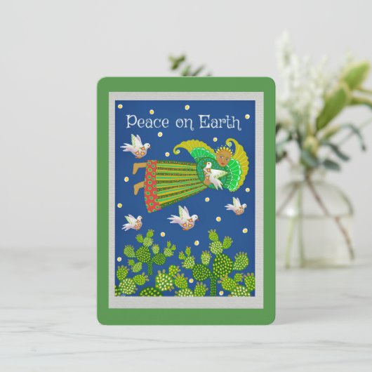 Peace on Earth AngelとDoves Flat Greeting Card (スタンド正面)