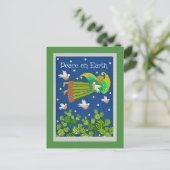 Peace on Earth AngelとDoves Greeting Card ポストカード (スタンド正面)