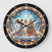 Peace on Earth Angel」 – 天国のクリスマス ラージ壁時計 (正面)