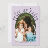 Peace On Earth Archフォトパープルクリスマス シーズンカード (正面)