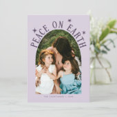 Peace On Earth Archフォトパープルクリスマス シーズンカード (スタンド正面)