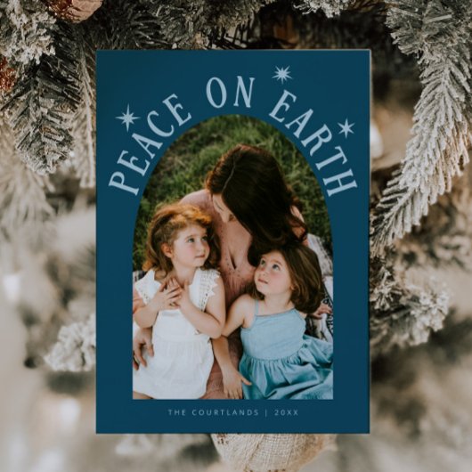 Peace On Earth Arch写真ティール(緑がかった色)クリスマス シーズンカード