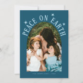 Peace On Earth Arch写真ティール(緑がかった色)クリスマス シーズンカード (正面)