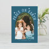 Peace On Earth Arch写真ティール(緑がかった色)クリスマス シーズンカード (スタンド正面)