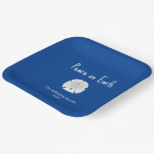 Peace on Earth Beach Sand Dollar Blue Christmas ペーパープレート (傾斜あり)