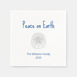Peace on Earth Beach Sand Dollar Christmas Party スタンダードカクテルナプキン