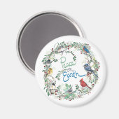 Peace On Earth Bird And Wreath Holiday マグネット (正面/裏面)