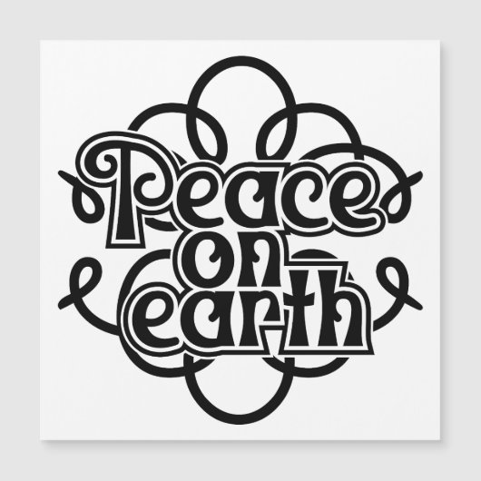 Peace On Earth Black and White冷蔵庫磁石 (正面)