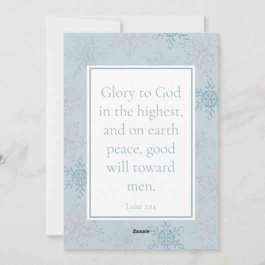 Peace On Earth Blueスノーフレーク1枚フォトクリスマス シーズンカード (裏面)