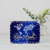 Peace on Earth Blue and Diamonds 箔シーズンポストカード (立ち正面)