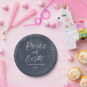 Peace on Earth Blue and Silver Waterカラープレート ペーパープレート (パーティー)