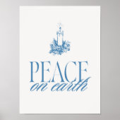 Peace on Earth Blue Candle Christmas Poster ポスター (正面)