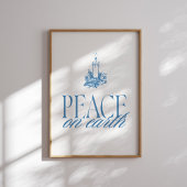 Peace on Earth Blue Candle Christmas Poster ポスター