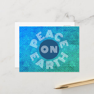 Peace On Earth Blue Greenパターン ポストカード