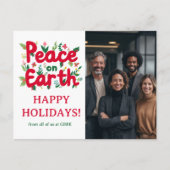 PEACE ON EARTH BUSINESS CUSTOM PHOTO Holiday ポストカード (正面)