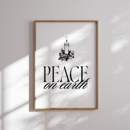 Peace on Earth Candle Vintage Christmas Wall Art ポスター